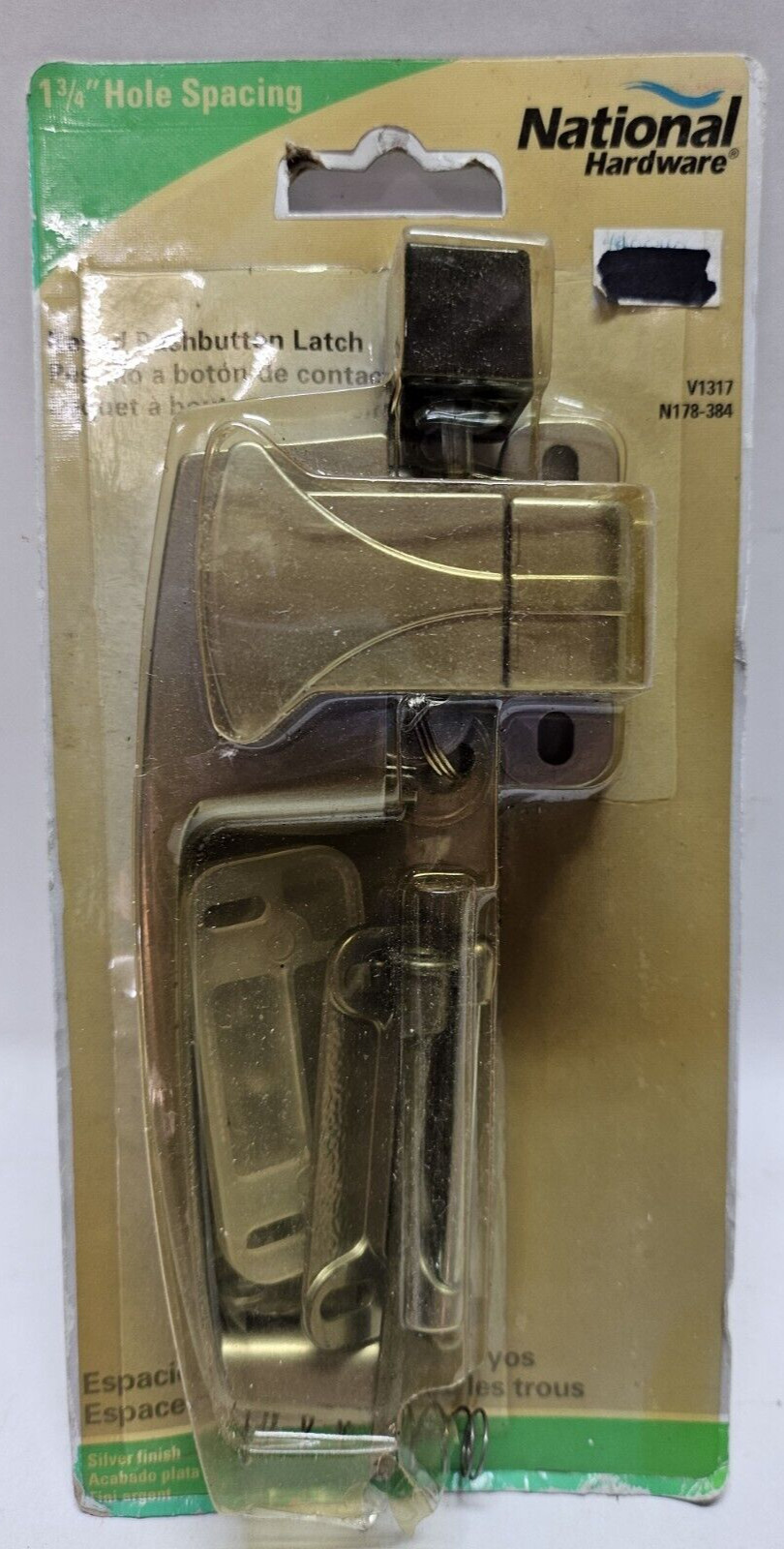National Hardware V1317 Screen Door Die-Cast Pushbutton Latch 1-3/4 in. Silver