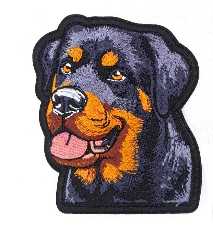 Friendly Rottweiler Iron On Embroidered Patch 3 1/2"x 4" Great Detail!