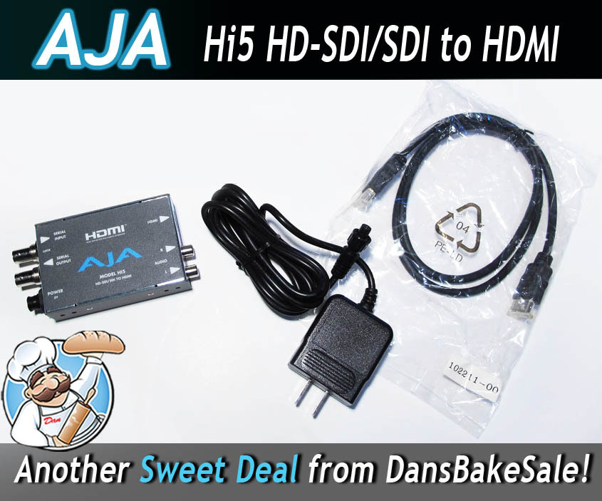 AJA Hi5 HD/SD-SDI to HDMI Video / Audio Converter w/ Power Supply & HDMI Cable