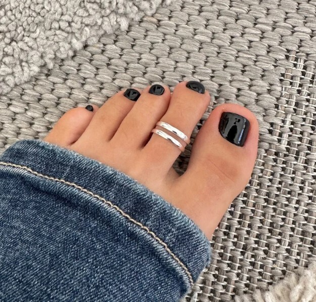 Christmas Women's Gift Solid Metal Adjustable Double Band Toe Ring 925 SS