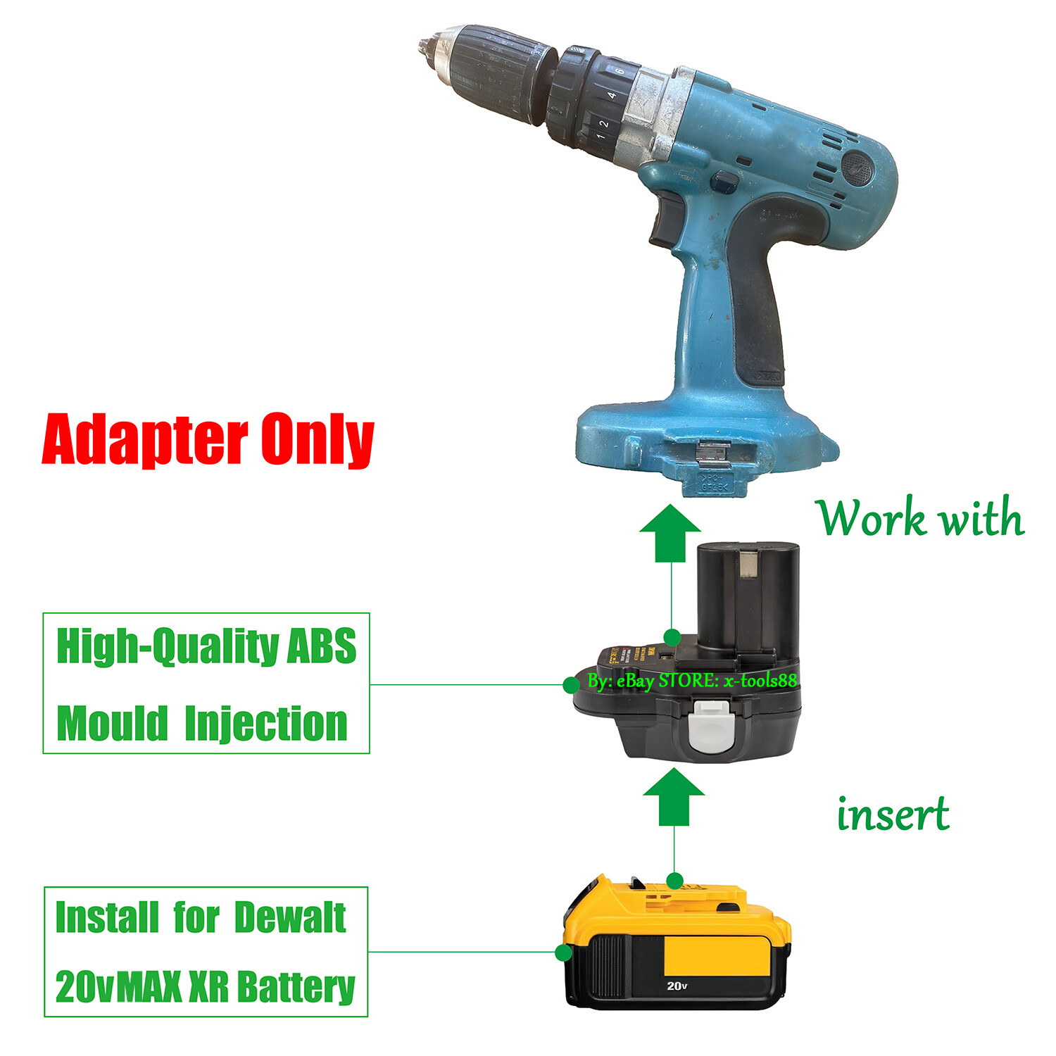 Adapter for DeWalt 20v Battery To for Makita Older 18v MXT Cylindrical Slot Tool