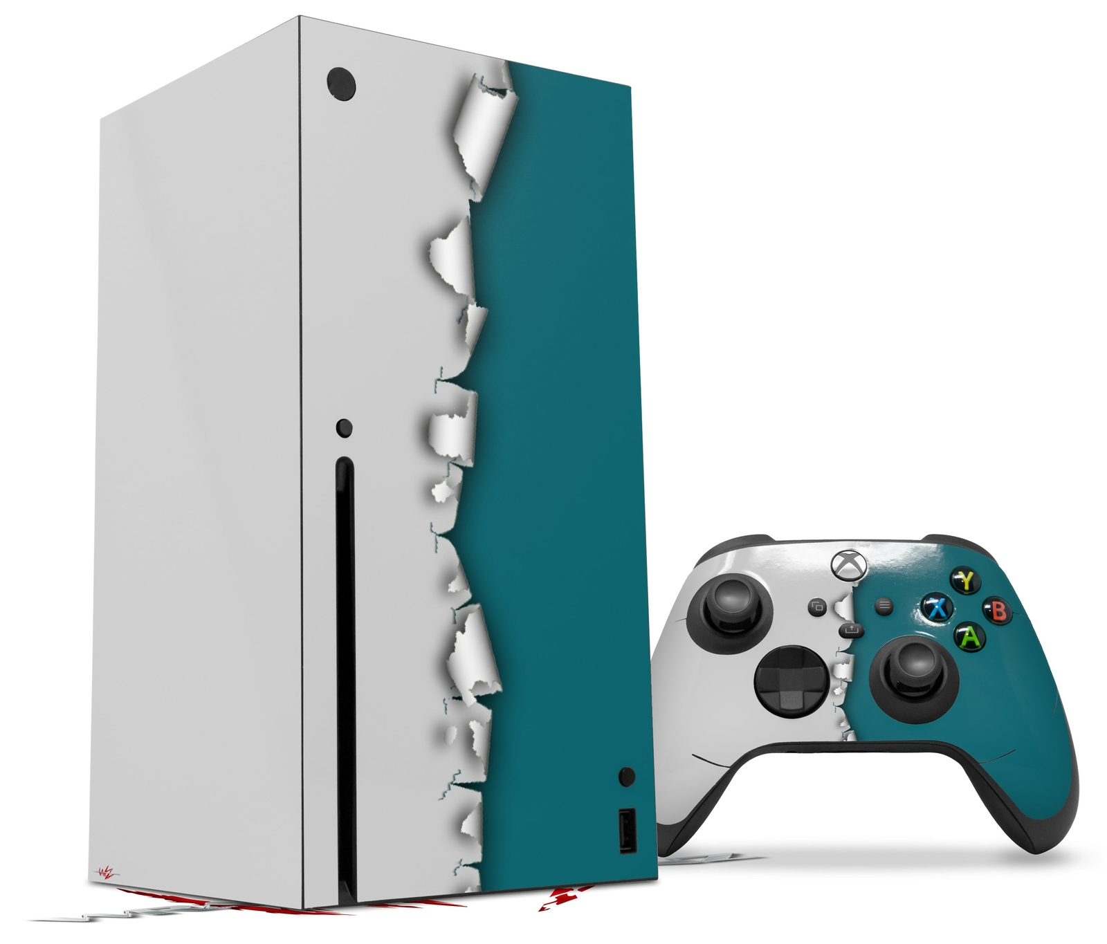 Skin Set for XBOX Series X Ripped Colors Gray Seafoam Green