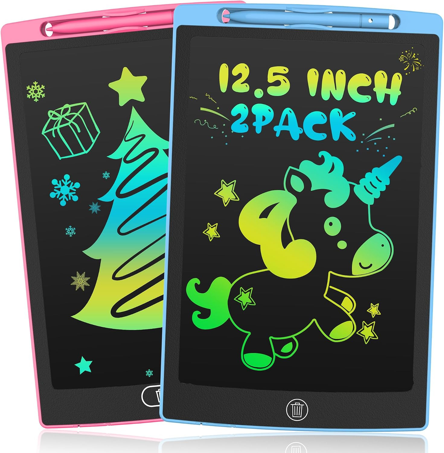 2 Pack LCD Writing Tablet for Kids, 12.5 Inch Colourful Doodle Board Erasable Dr