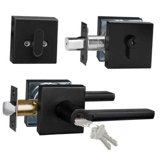 1 Set Front Exterior Door Lock Set, Keyed Alike | Entry Door Handle with