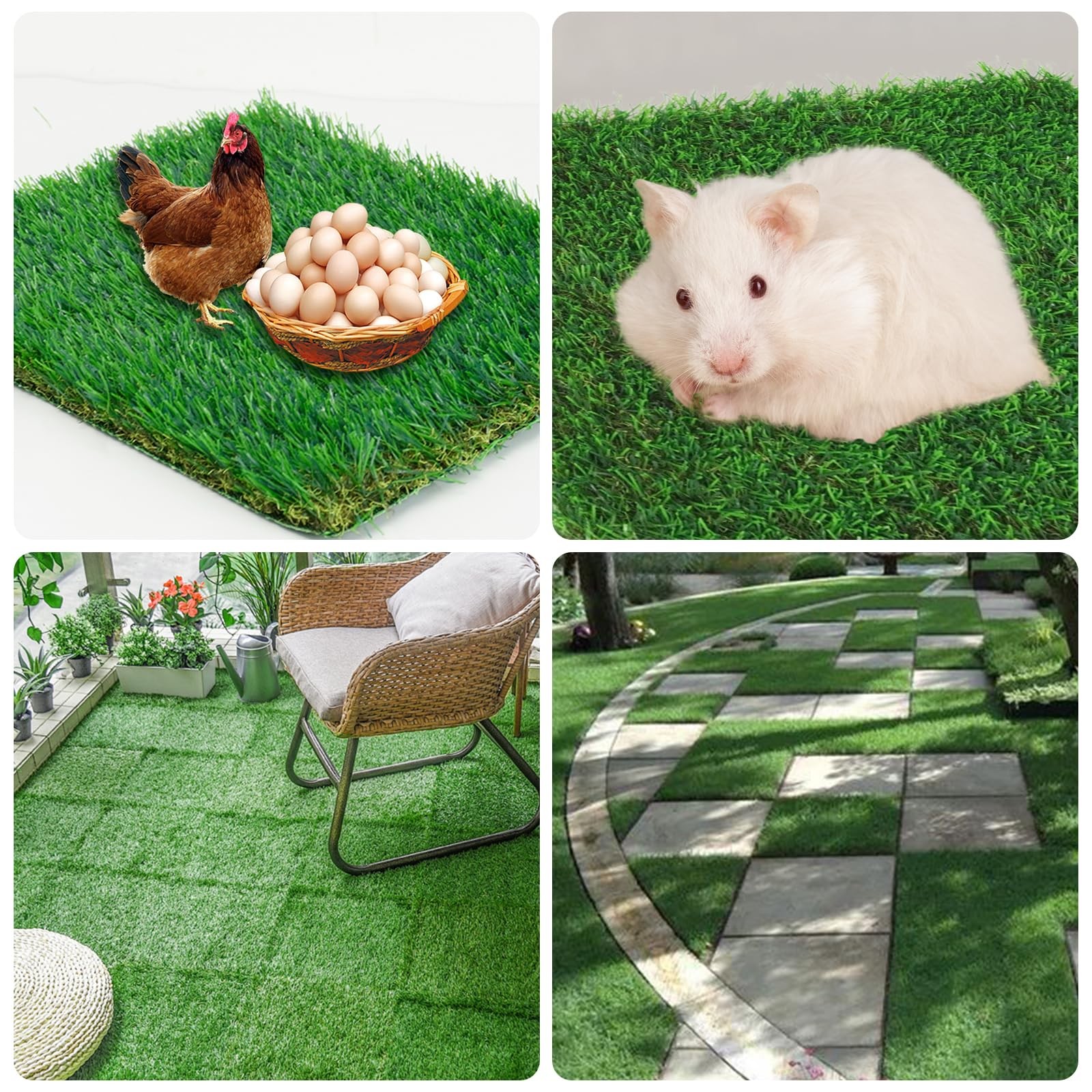 Chicken Nesting Box Pads, Washable Reusable Artificial Grass Liners 6 Pack