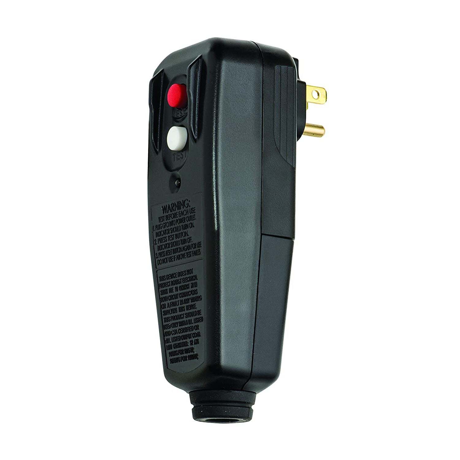Tower Manufacturing 30434009 15 Amp GFCI Plug, Right Angle Black