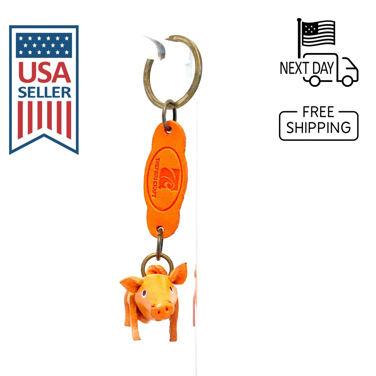 Pig Handmade Leather Keyring