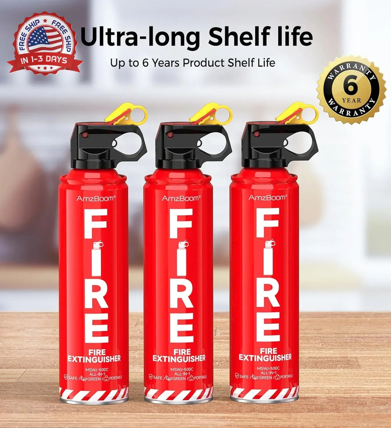 Fire Extinguisher for Home 1Pack, Kitchen, Car, and Grill,Compact Water-Based A,