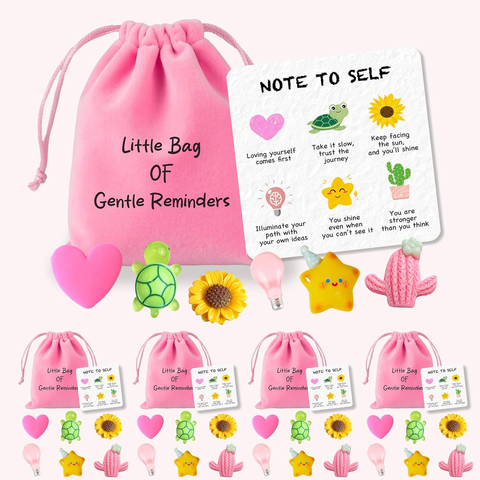 Inspirational Gift Set with Affirmation Cards Resin Figurines Self Care