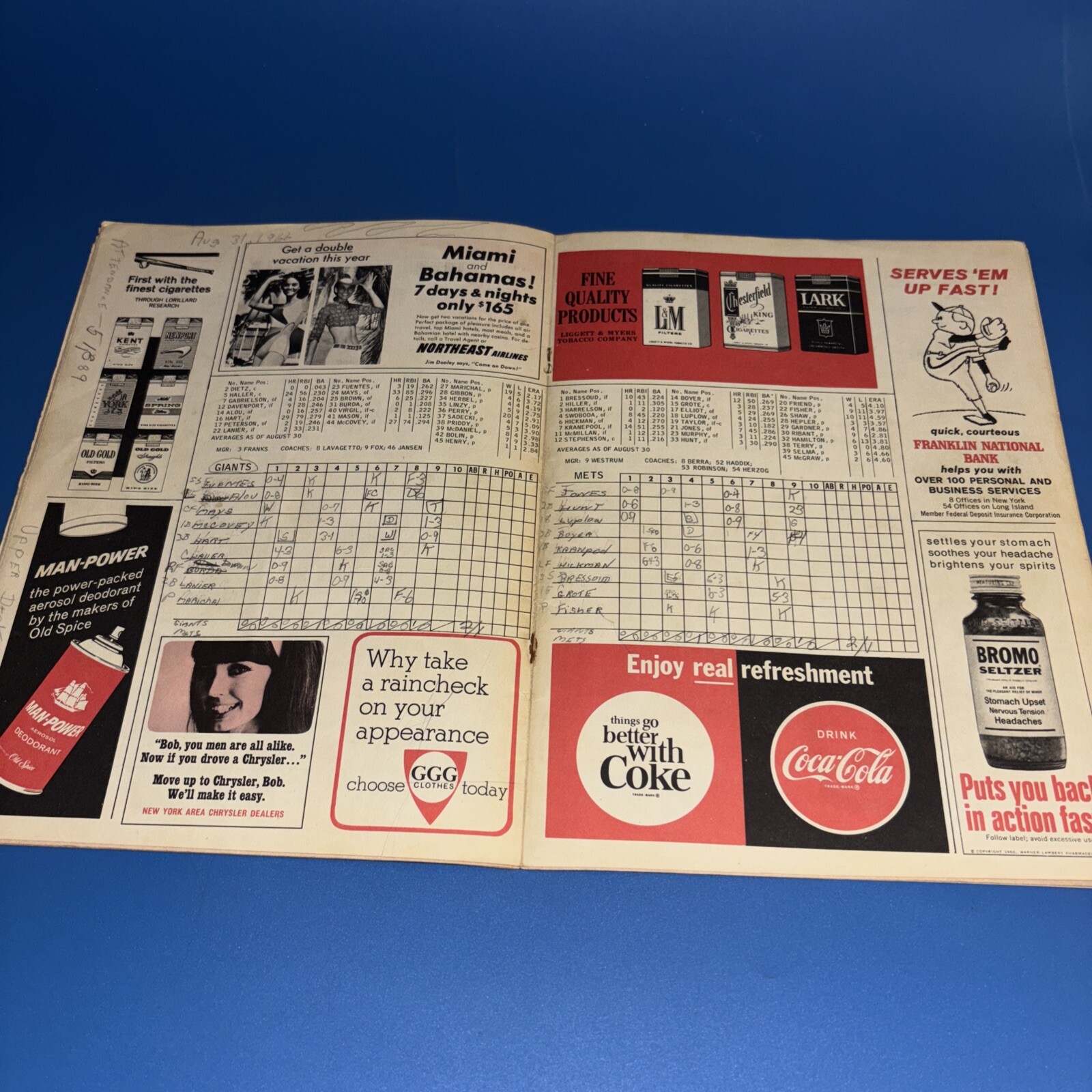 1966 NEW YORK METS MLB PROGRAM SCOREBOOK VS PHILLIES Scored CC