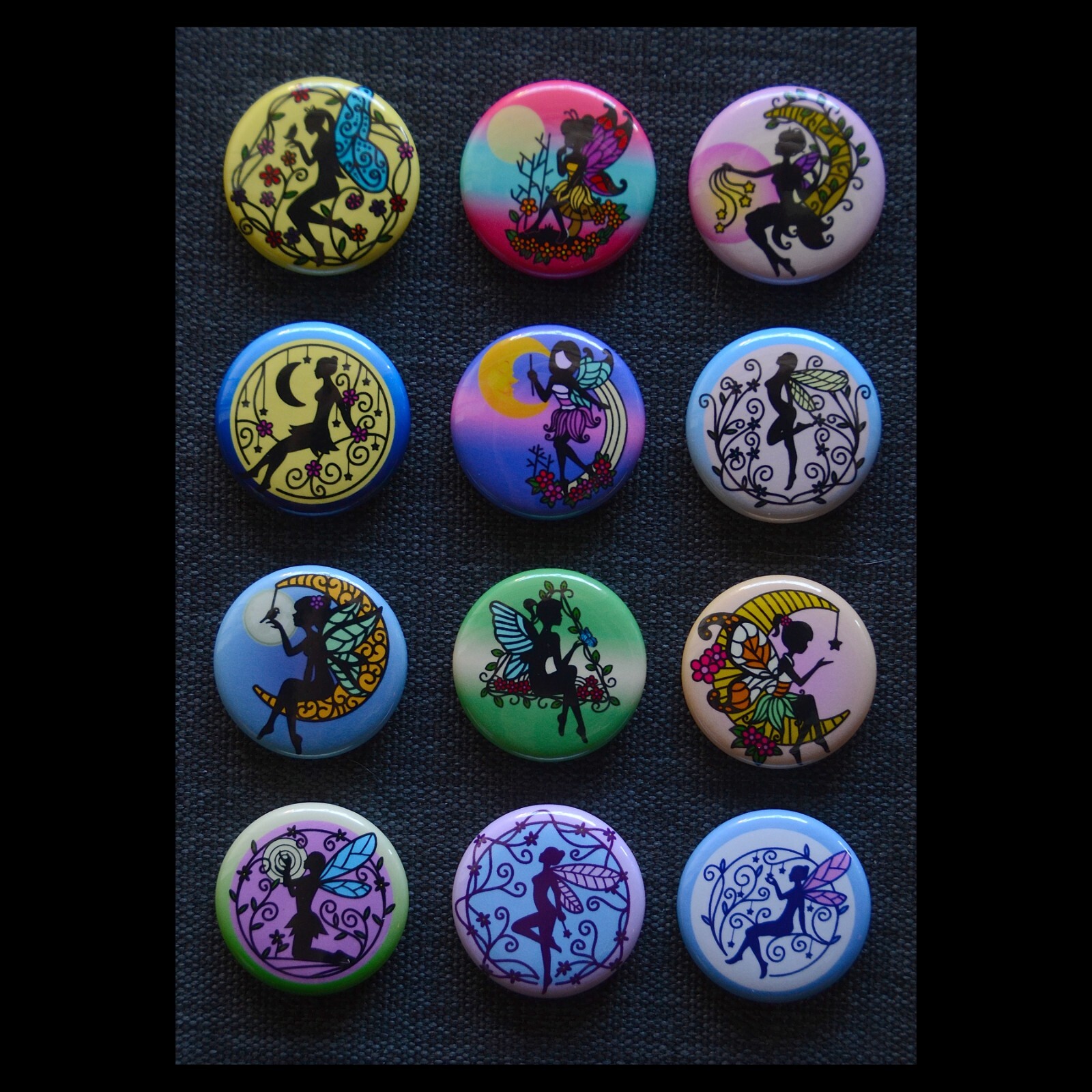 Enchanted Fairies / Buttons (Set of 12) / Various Size Options