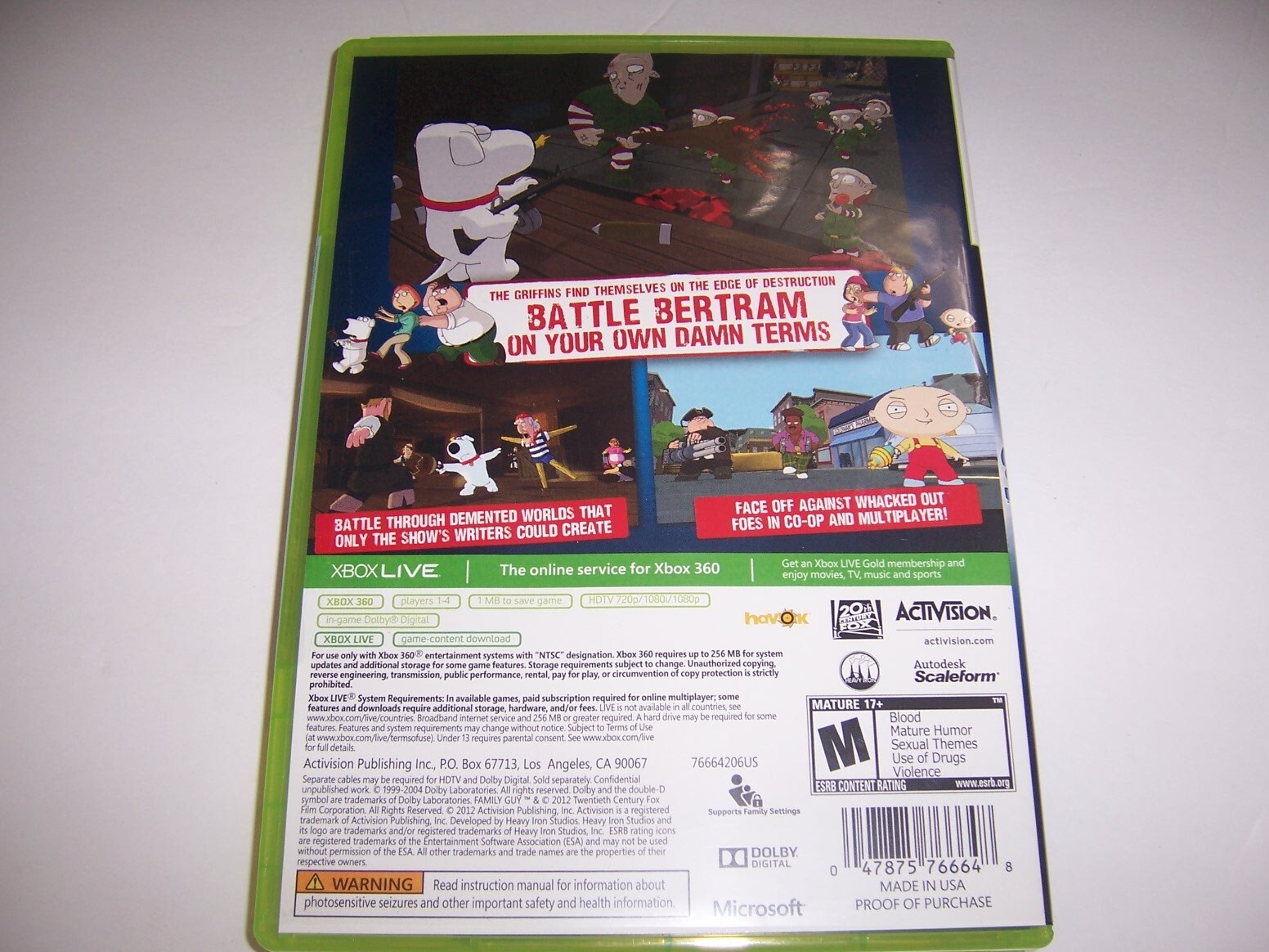 Authentic Case and Manual ONLY for FAMILY GUY - Microsoft Xbox 360