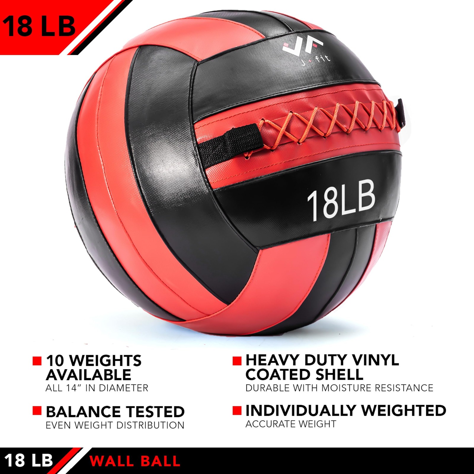 Wall Ball, Red/Black, 18 LB