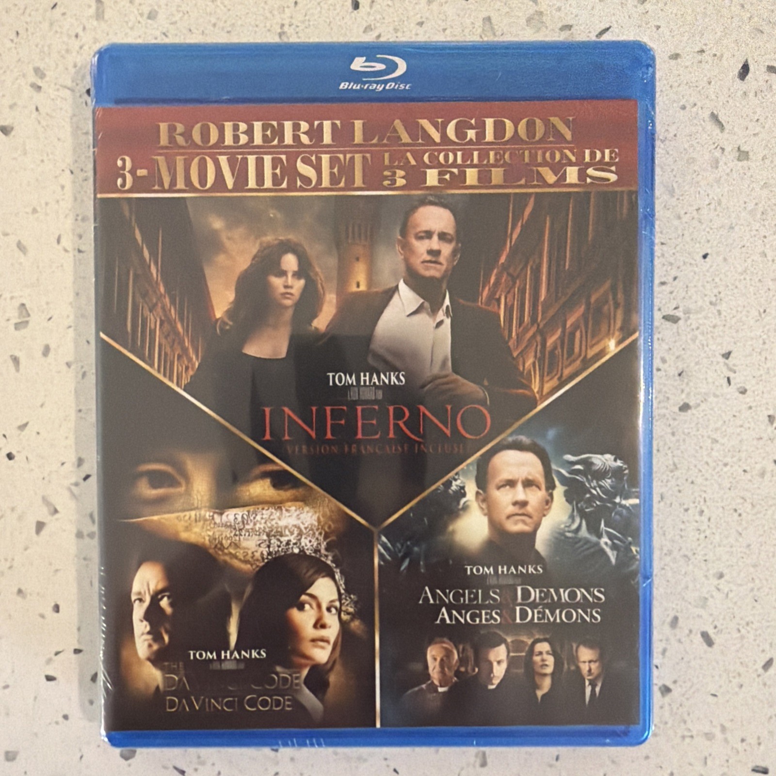 New, Tom Hanks Robert Langdon 3-Movie Set Blu-ray DVD DaVinci Code, Inferno, +