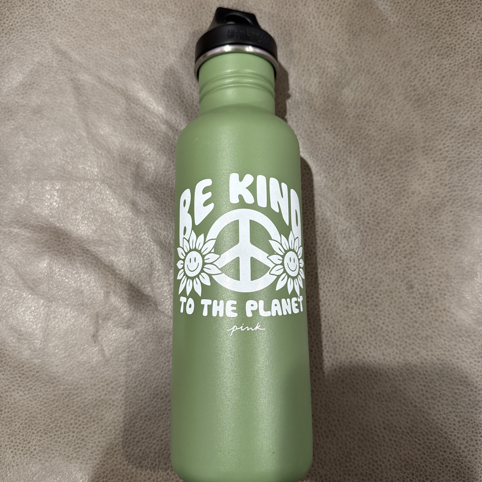 Victoria Secret Pink Green Klean Kanteen Water Bottle Be Kind To The Planet 27oz