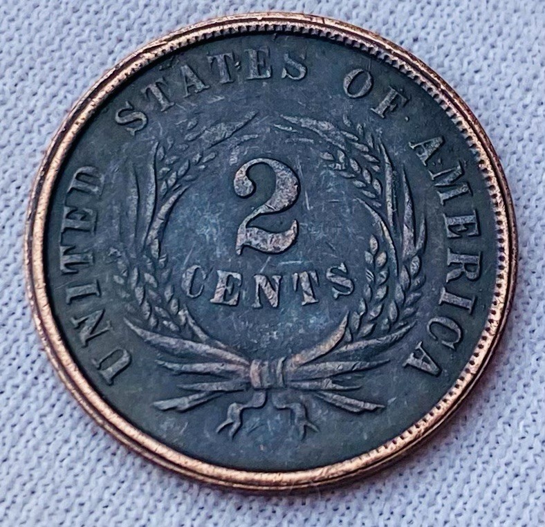 1871 USA 2 CENTS EXONUMIA COOPER YOKEN COIN.