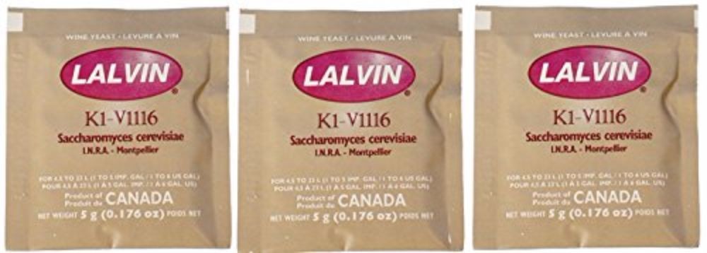 K1-V1116 Saccharomyces Cerevisiae Yeast 3 (5 g. Pouchs)