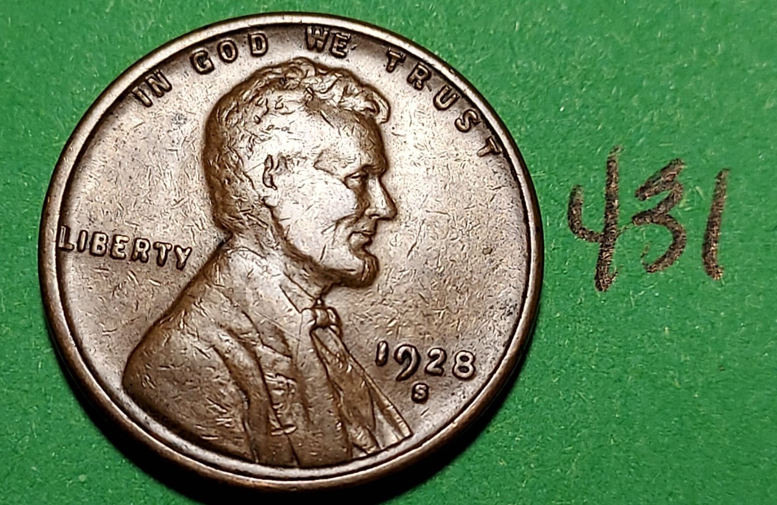 1928-S Lincoln Wheat Cent   FINE    #431