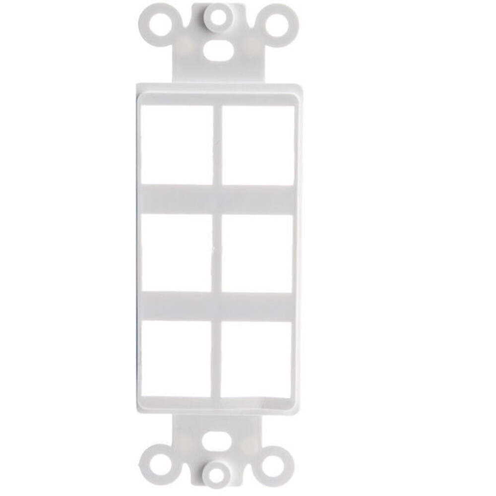 Decora Wall Plate Insert, White, Six Keystone Unloaded 302-6D-W
