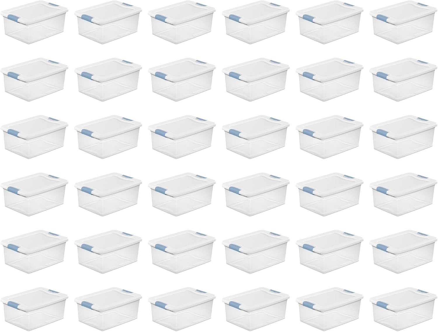6-Pack Latching Box Under Bed Storage Bins W/ Lids Clear Plastic 25 Quart