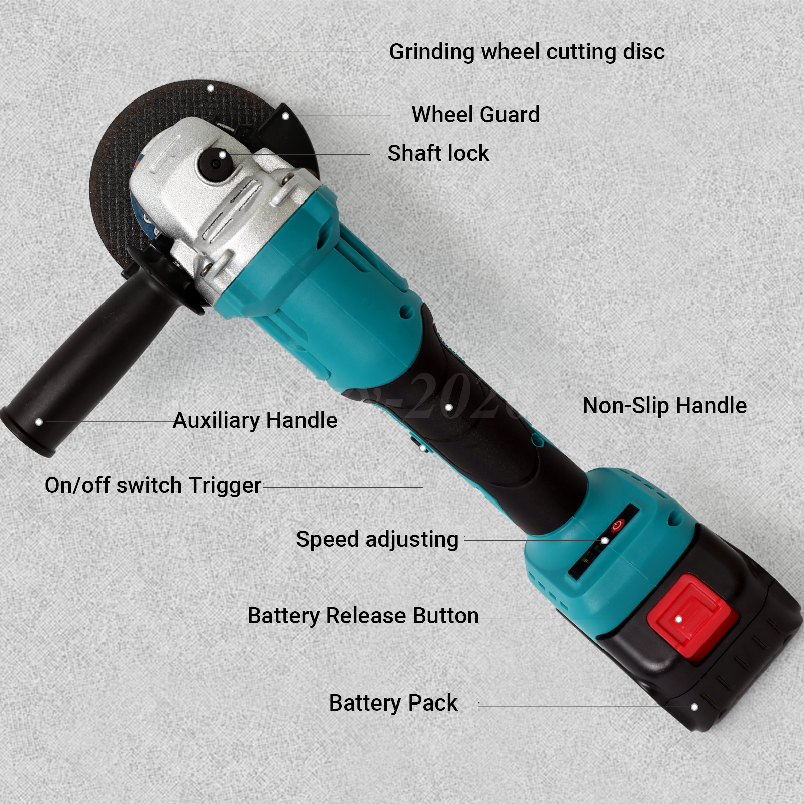 21V Cordless Angle Grinder Cutting Brushless Detail Sander W/ 2 Battery 9000 RPM