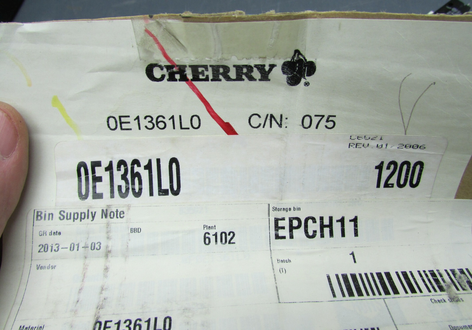 Lot 2 Cherry E13 15A Normally Open/Closed Pushbutton Switch 125/250 VAC E13-61L0