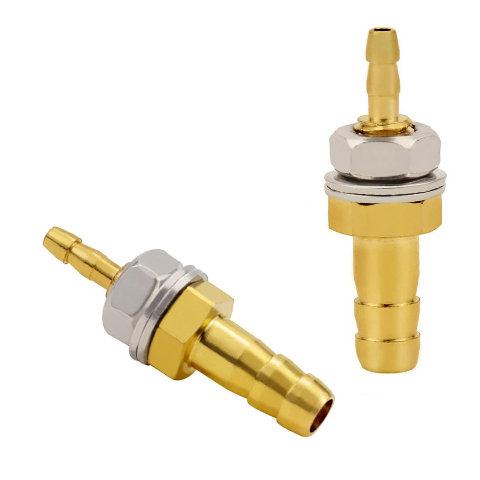 NICOLEKAY 2pcs 1/8"× 1/4" Hose Barb ThruBulk Head Hex Union Brass Fitting wit...