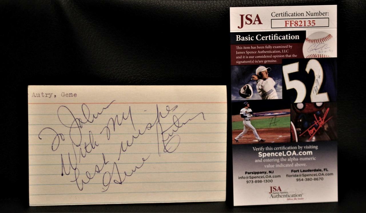 Vintage Gene Autrey Singing Cowboy Actor Signed Index Card JSA COA