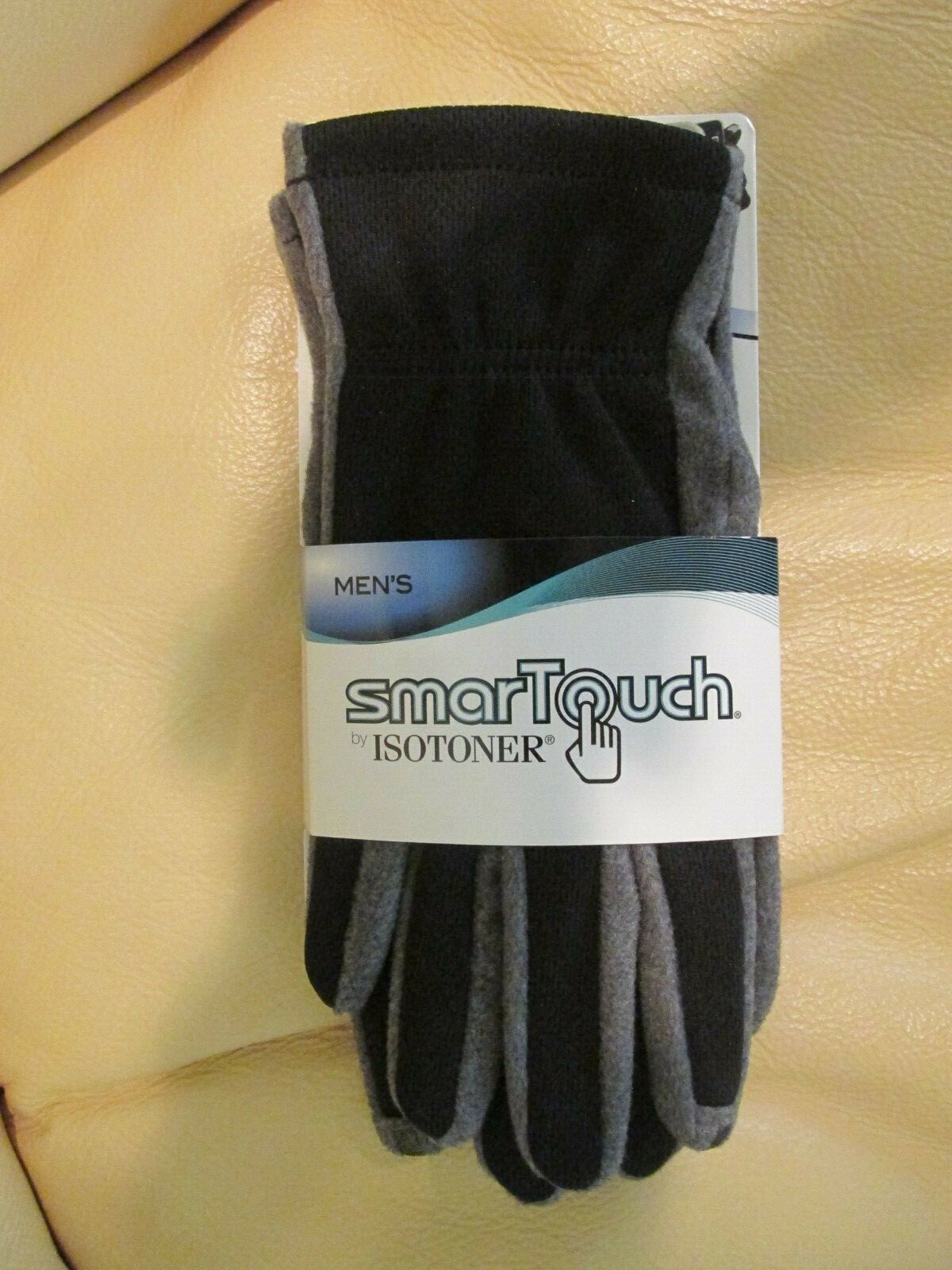 SmarTouch by ISOTONER Men's Touchscreen Compatible Gloves Black/Oxford - MEDIUM