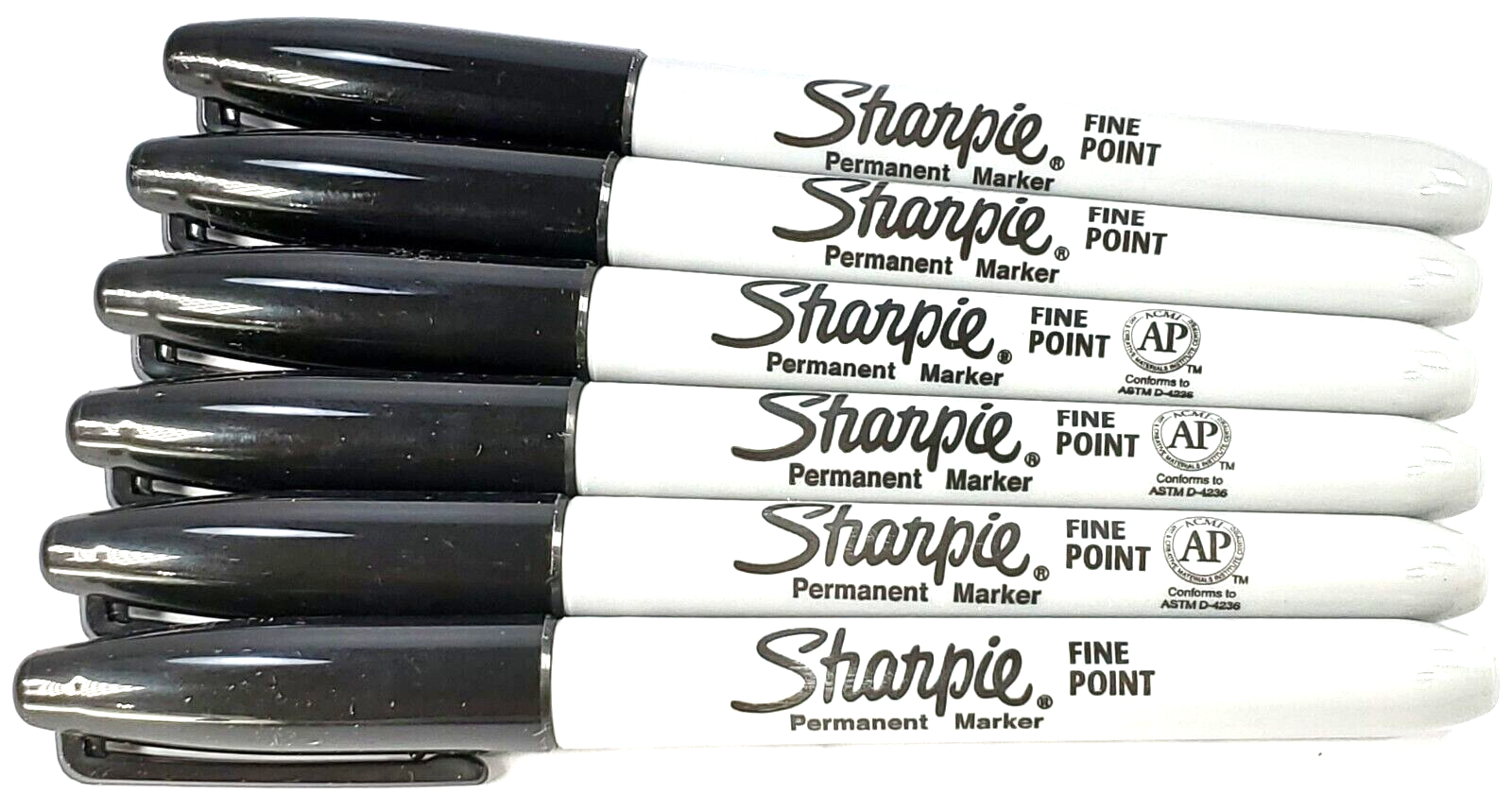 6 Pack - SHARPIE Original BLACK Sharpie Permanent Ink Marker, Fine