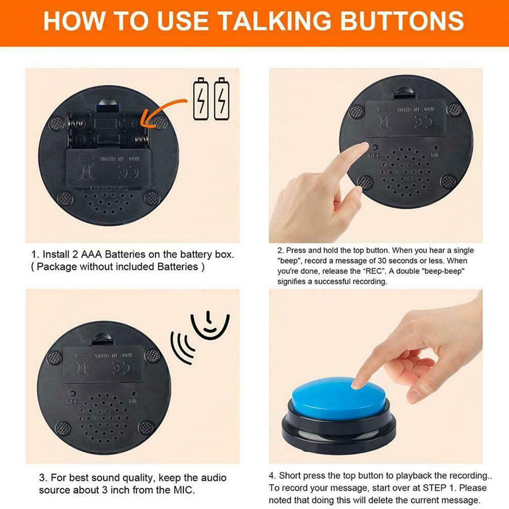 Dog Buttons Pet Training Communication Toys Recordable Talking Speaking Starter