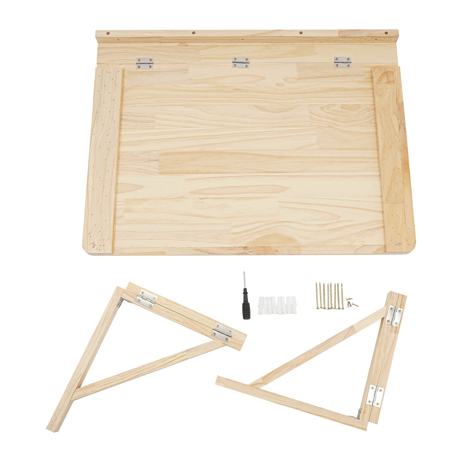 80x60cm Folding Table Wall-mounted Desk Pine Wood Workbench For Balcony, Office