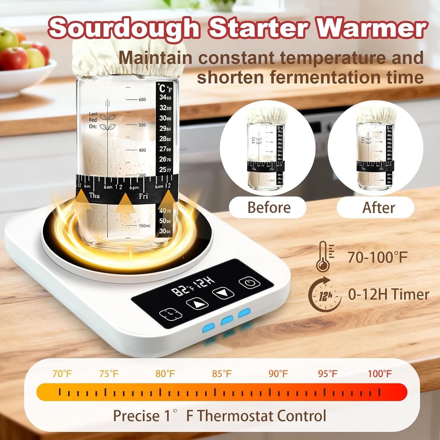 Sourdough Starter Essentials Kit: Complete Set with Warmer & High-Quality Tools