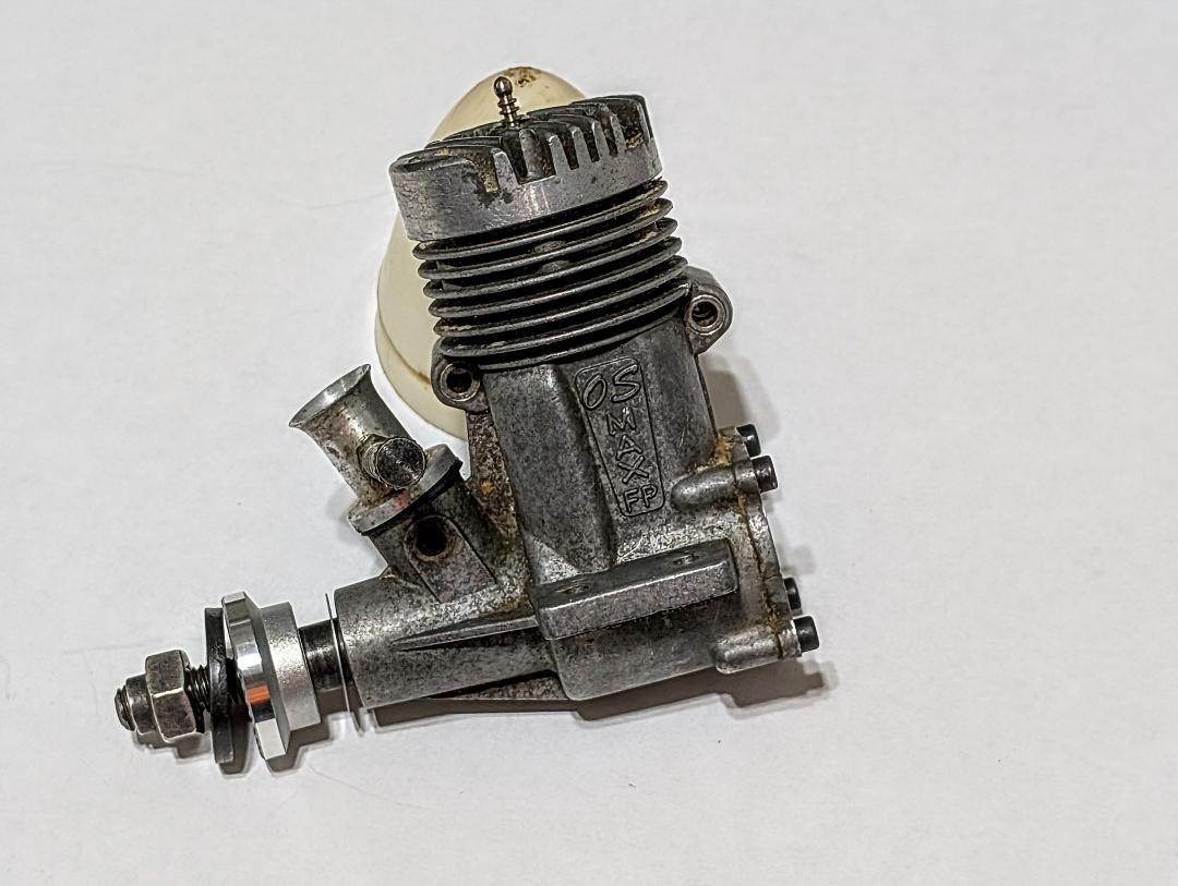 O S MAX .FP 20 CONTROL LINE ENGINE WITH SPINNER, PRE-OWNED, GOOD CONDITION