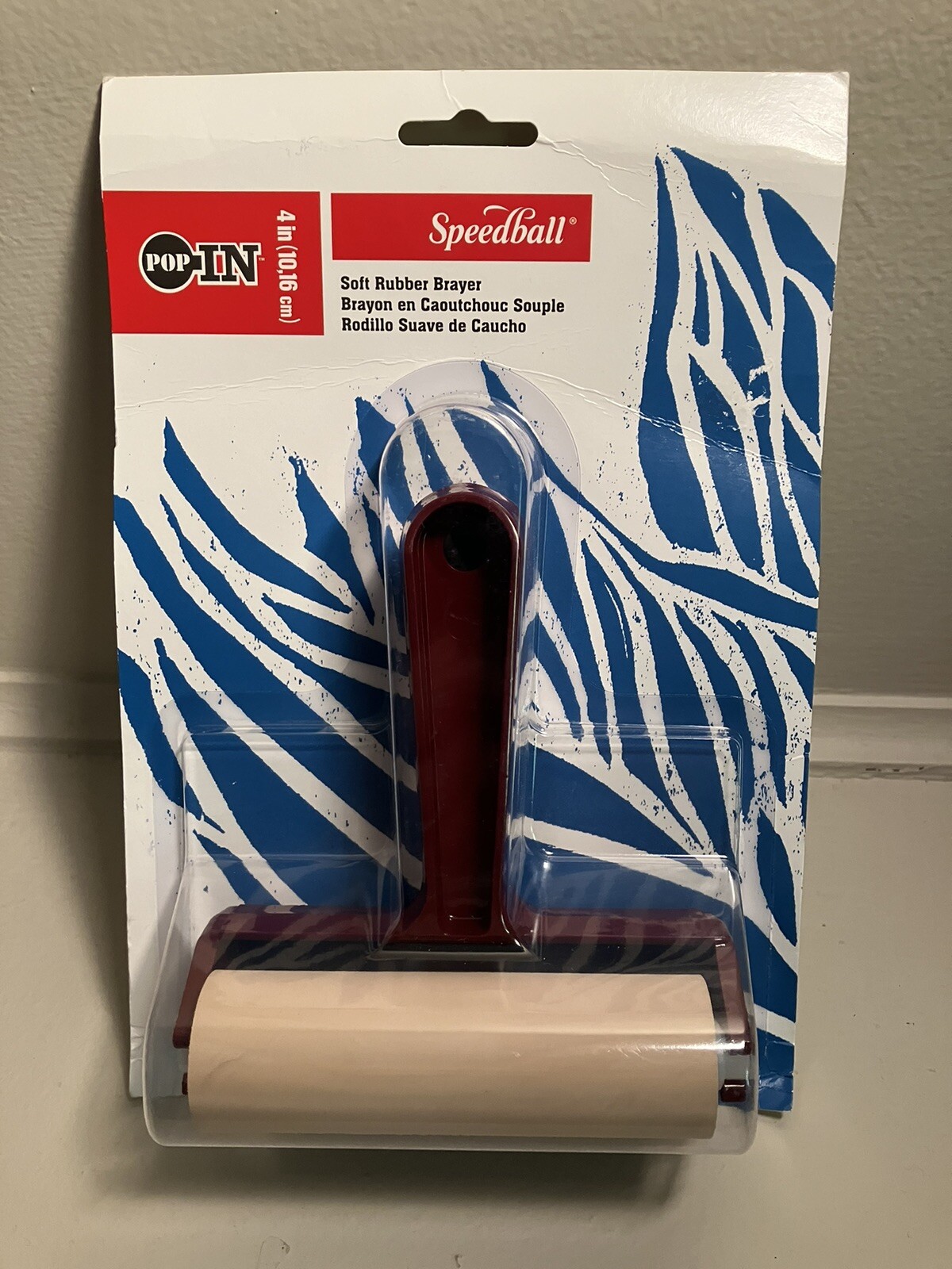 4” soft rubber Brayer w pop in roller Speedball Brand New (Sealed)