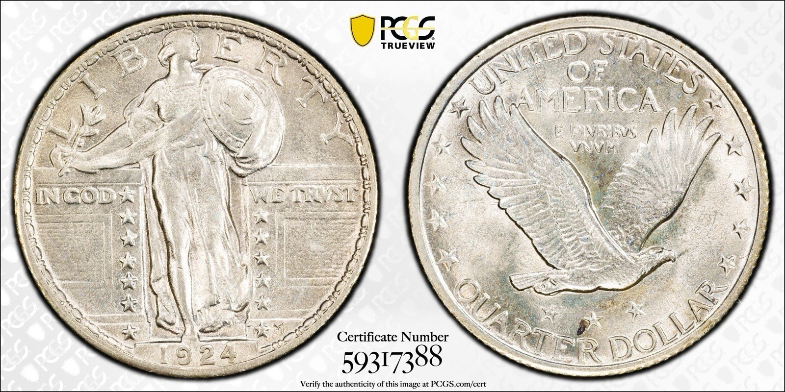 1924 P STANDING LIBERTY QUARTER PCGS AU Details Cleaned