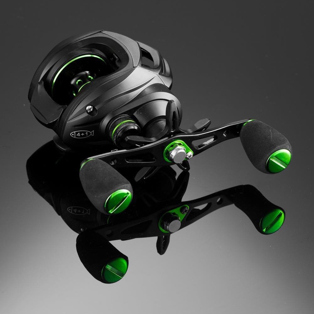 Baitcast Fishing Reel Black Shell 4+1 Bearings 5KG Max Drag 7.2:1 Gear Ratio