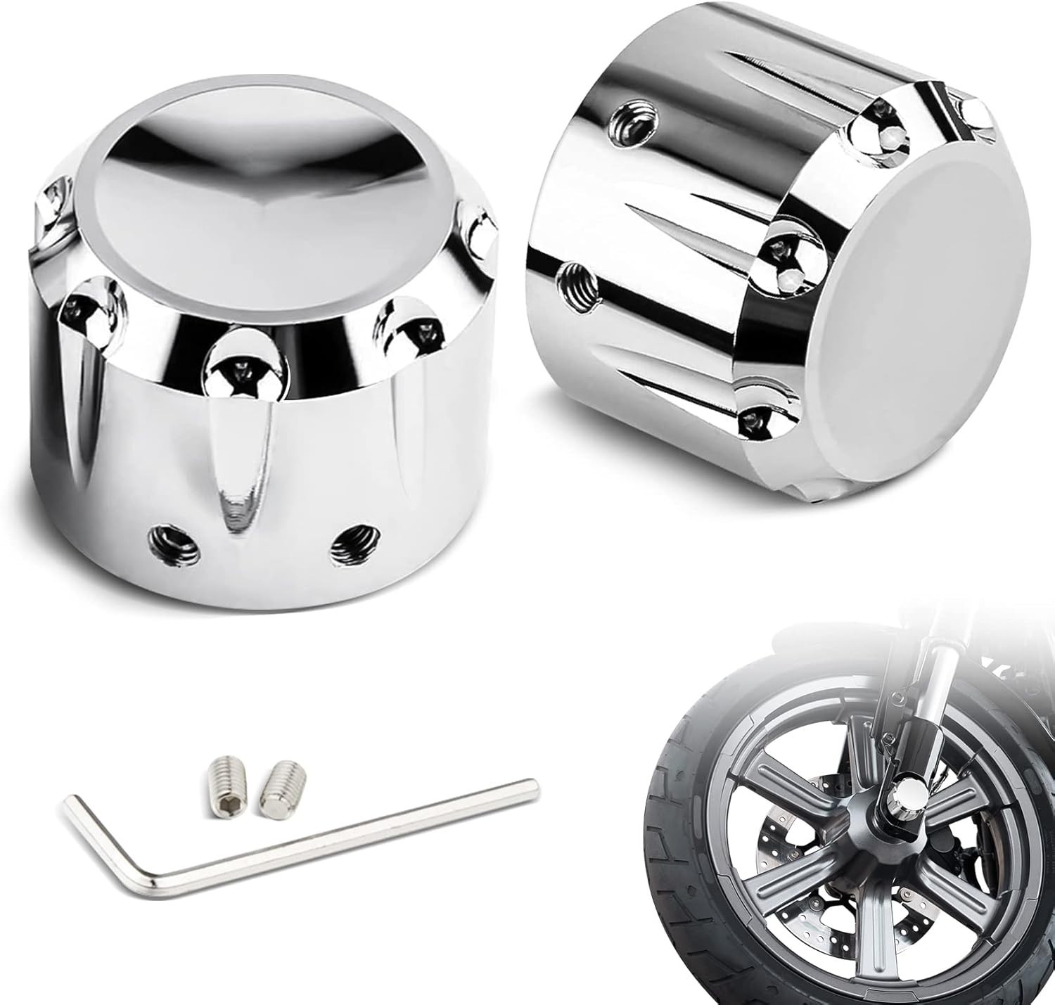 Chrome Front Axle Nut Covers Axle Nut Caps Compatible for Harley Davidson Spo...