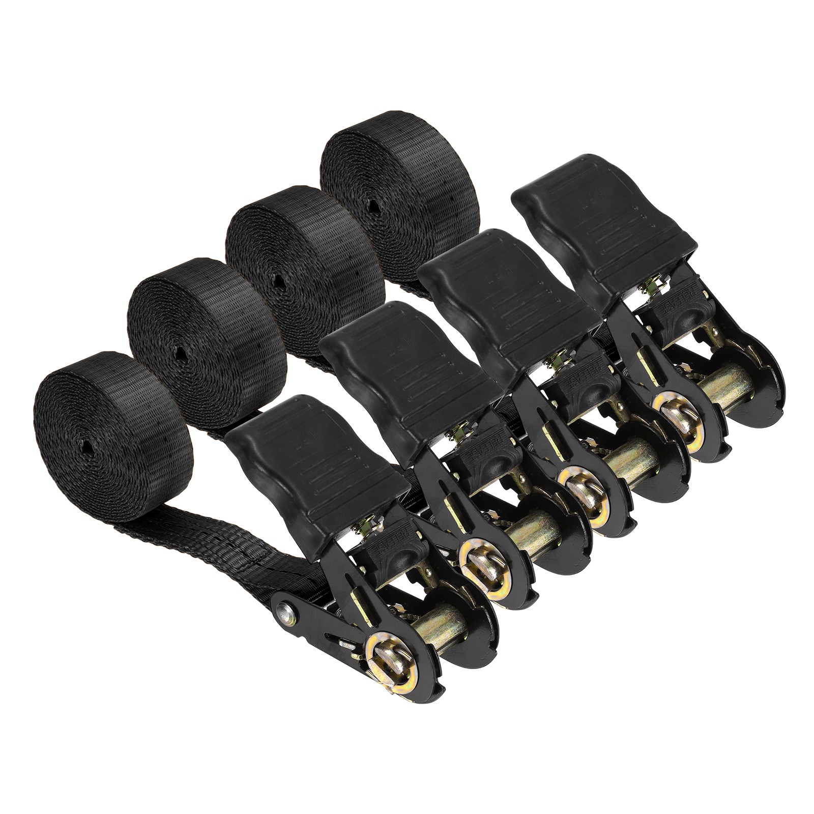 4Pcs 0.98" x 8.2 ft Endless Ratchet Strap Ratcheting Tie Down, Black