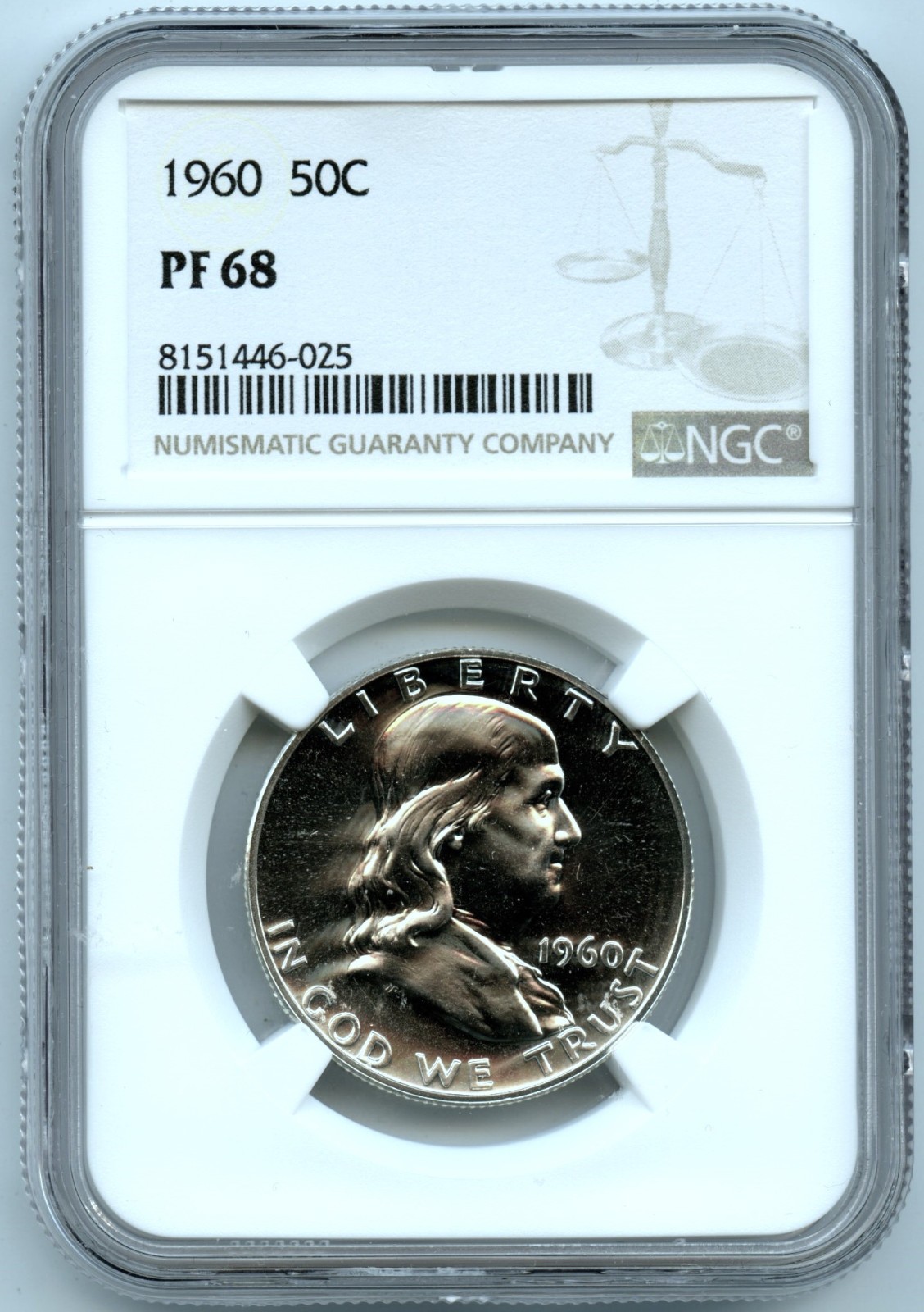 1960 Franklin Half Dollar, NGC PF68