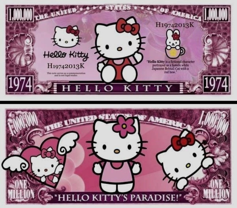 Pack of 50 Hello Kitty Animation 1 Million Dollars Collectible Novelty Money