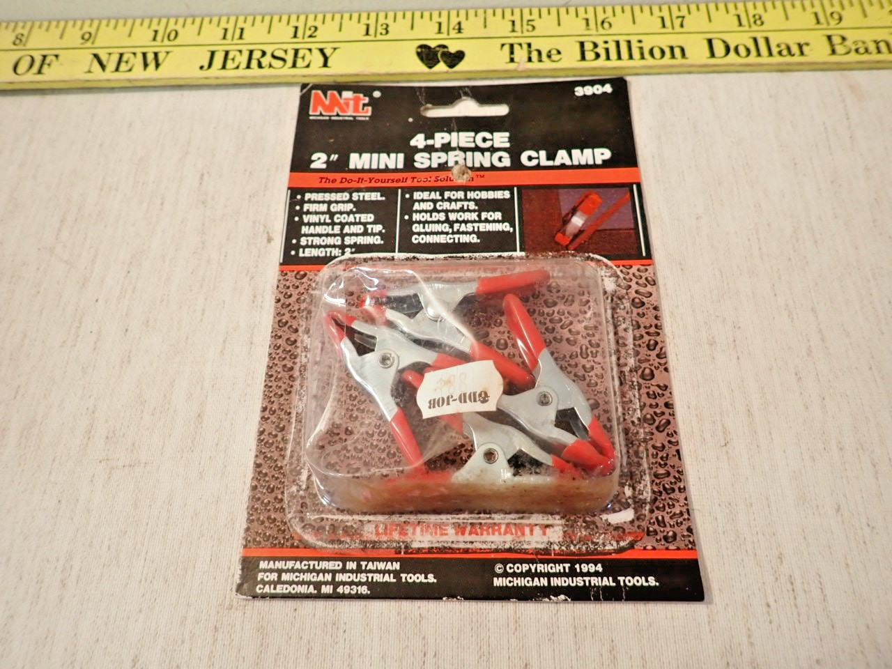 Vintage 4 piece 2" mini Spring Clamps made in Taiwan