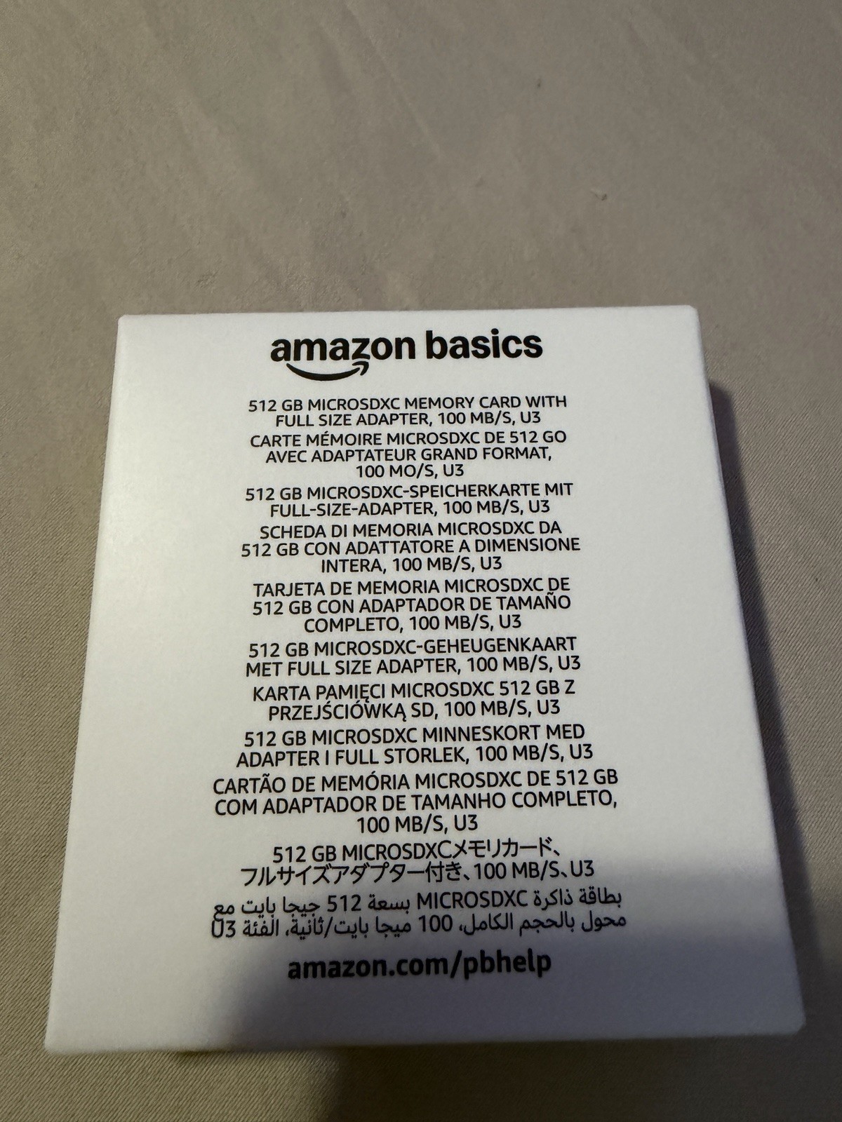 Amazon Basics microSDXC Memory Card 512GB A2 U3 100 MB/s with Full Size Adapter