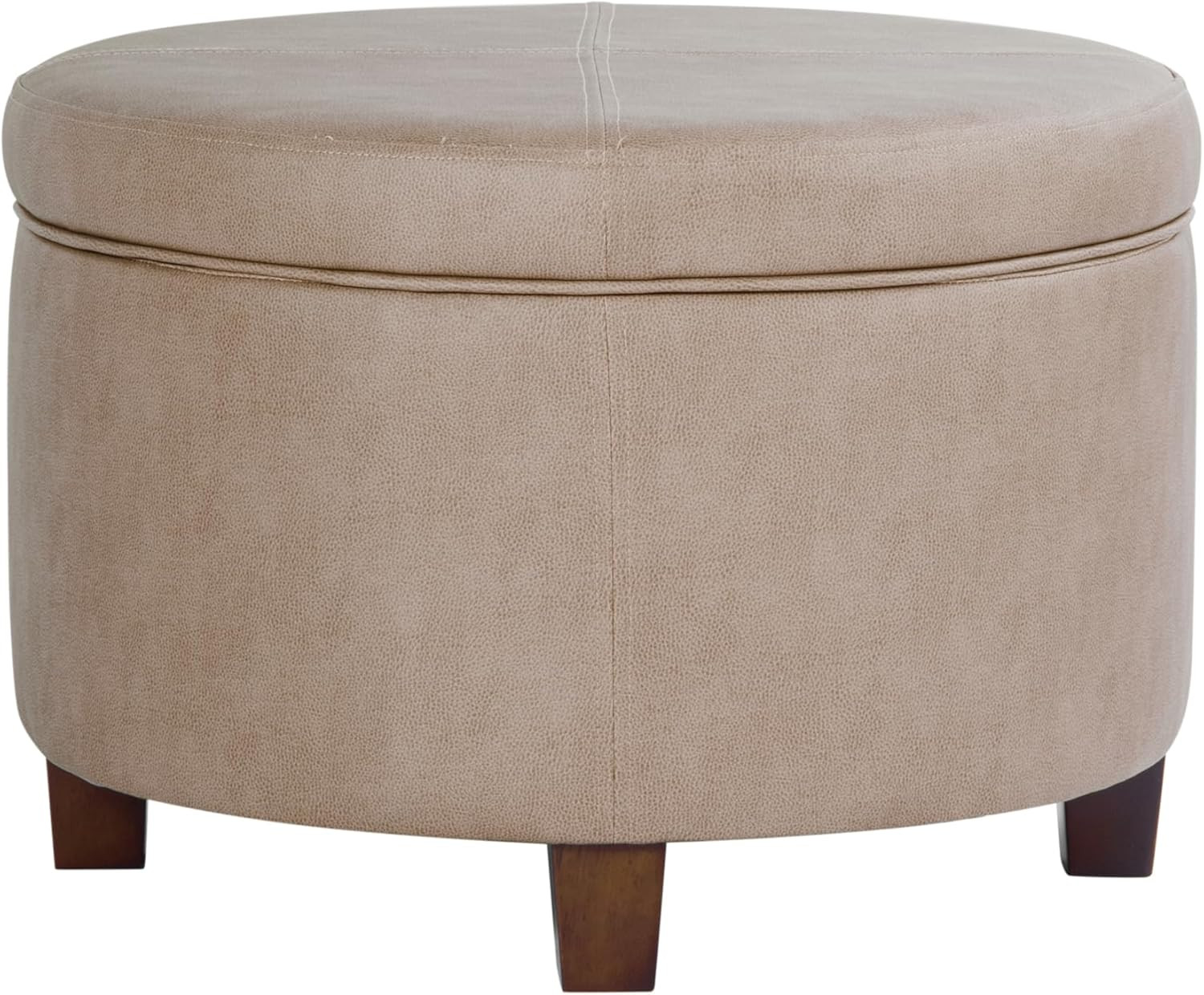 Home Decor | Upholstered Faux Leather round Storage Ottoman | Ottoman with Stora