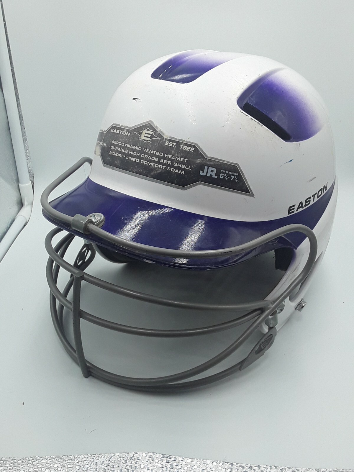 Easton Junior Z5 Batters Helmet SB Mask (Hat Size 6 3/8 - 7 1/8) White/Purple