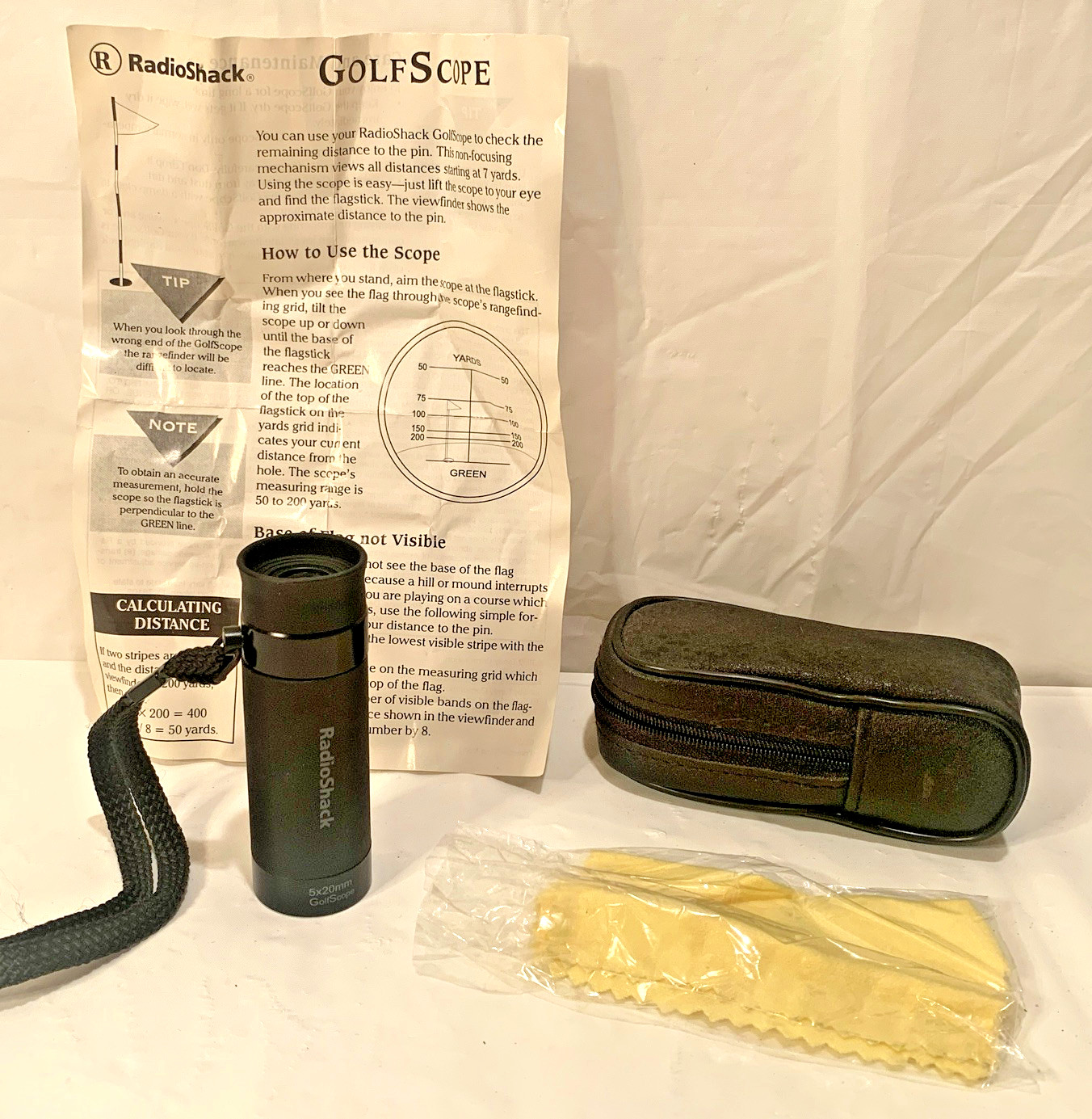 Vintage RADIO SHACK Golfscope Rangefinder Monocular 5x20mm W/ Case & Instruction