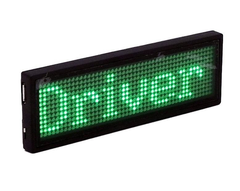 GREEN LED Digital Scrolling Message Name Tag Badge Bluetooth/PC Programmable NEW