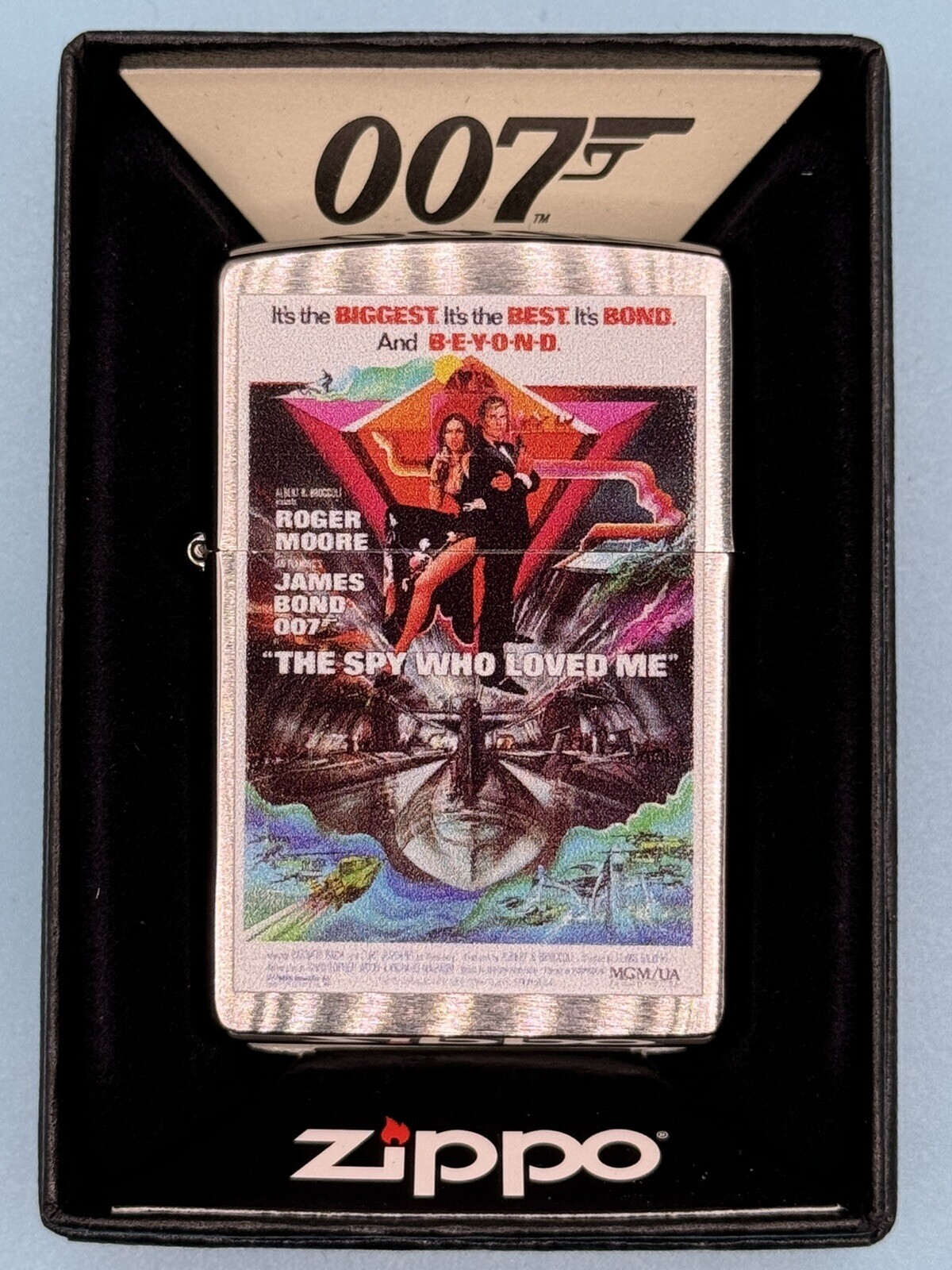 James Bond 007 The Spy Who Loved Me Chrome Zippo Lighter NEW In Box Rare