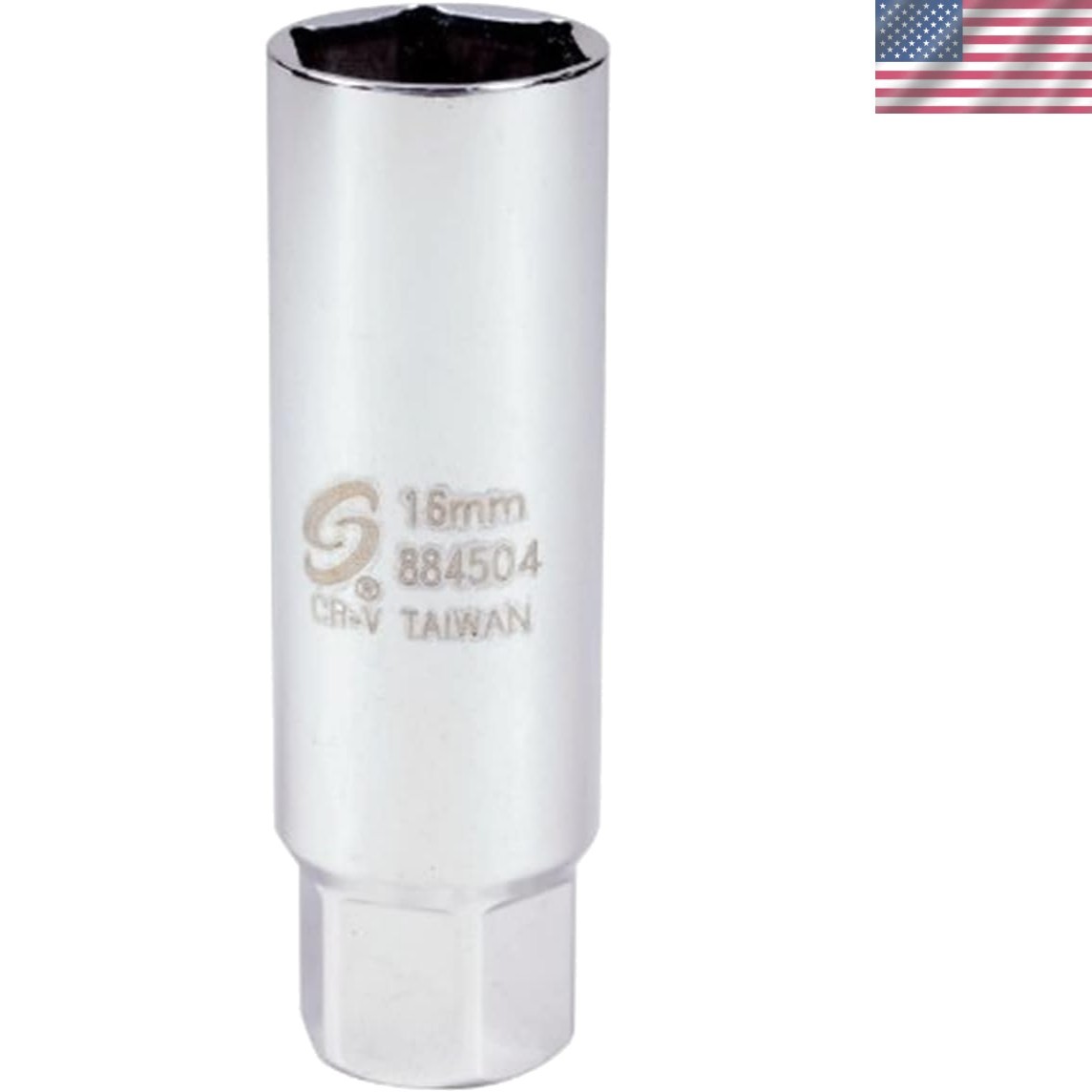 Precision 16mm Spark Plug Socket, 3/8" Drive Thin Wall Design, Polished Finish