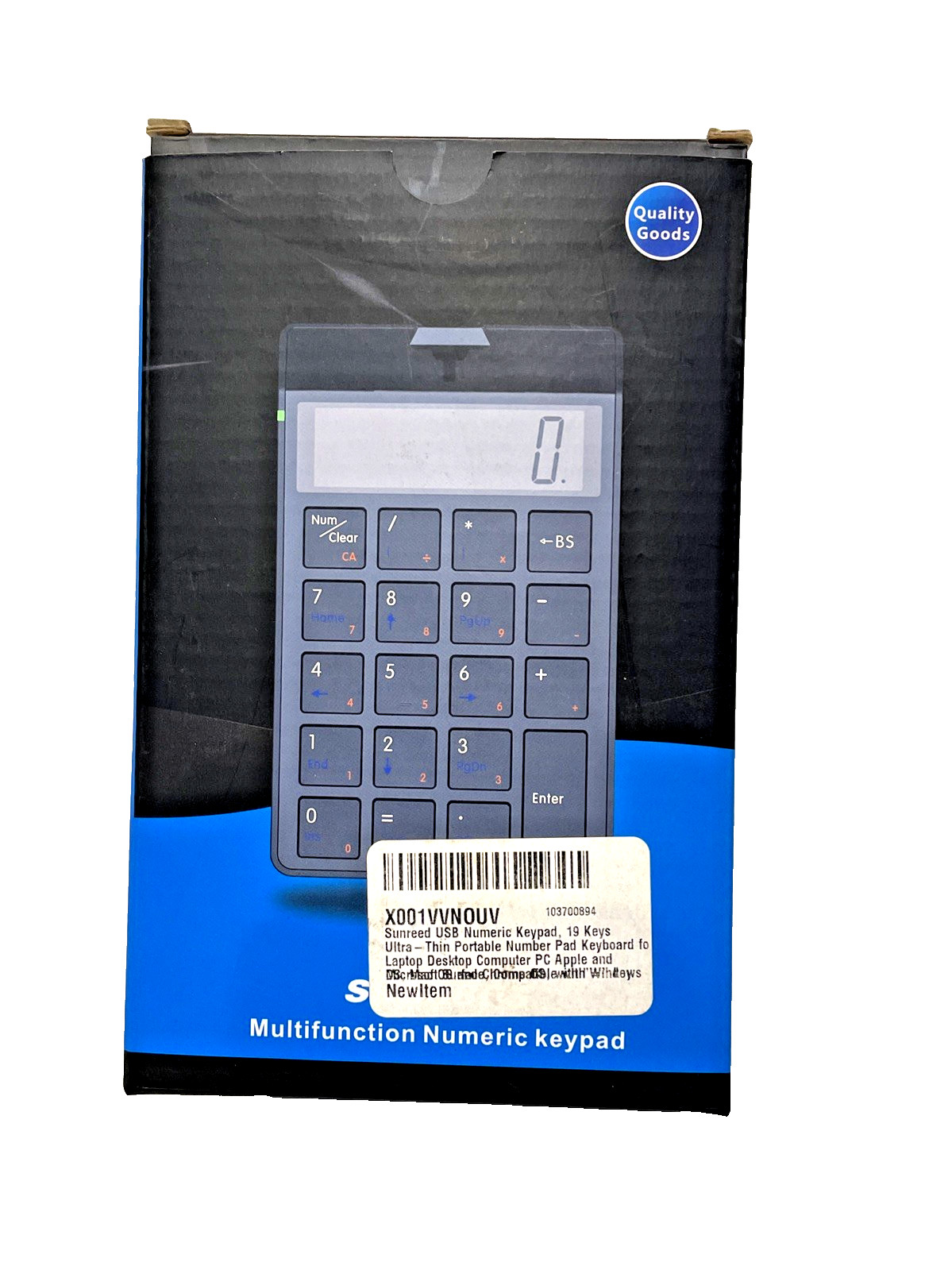 SUNREED SKB886S WIred SLIM Black USB NUMERIC UNIVERSAL KEYPAD